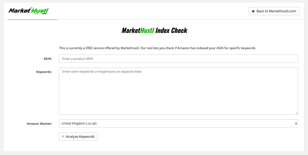 Market Hustl Index Checker - Amazon keyword research