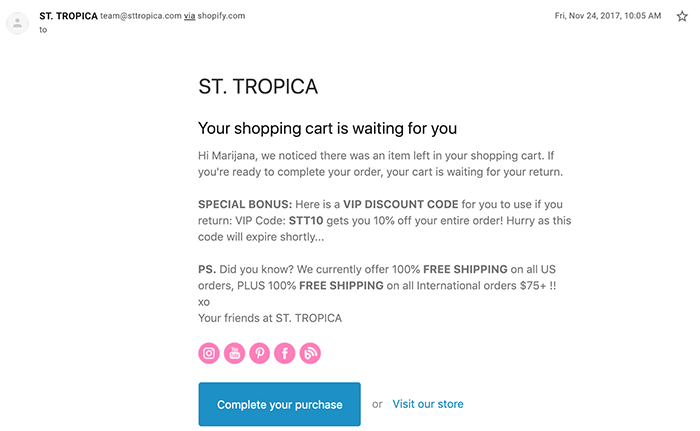 Sephora Shopping Cart Email