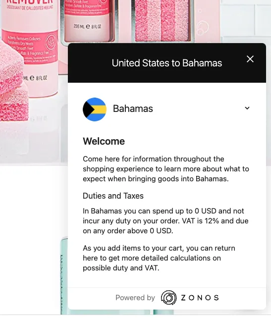 Welcome Message United States of Bahamas