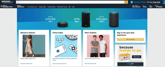 Amazon home page. 