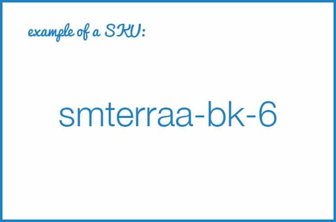 example of an SKU that says "smterraa-bk-6"