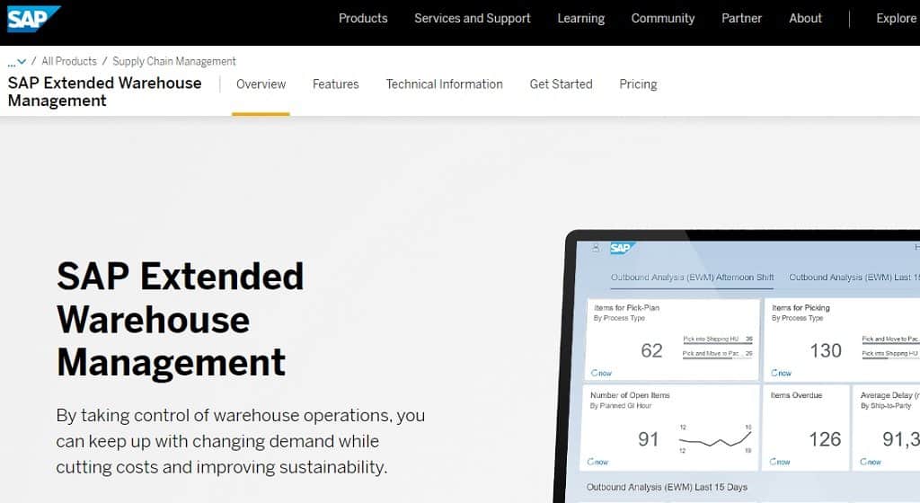 SAP Extended Warehouse Management home page