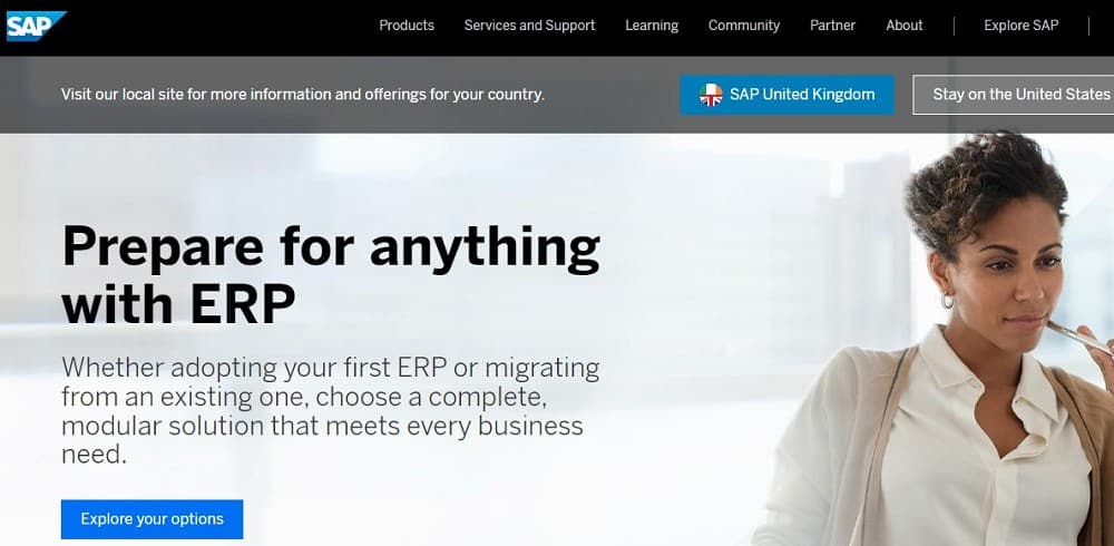 SAP Software Solutions home page